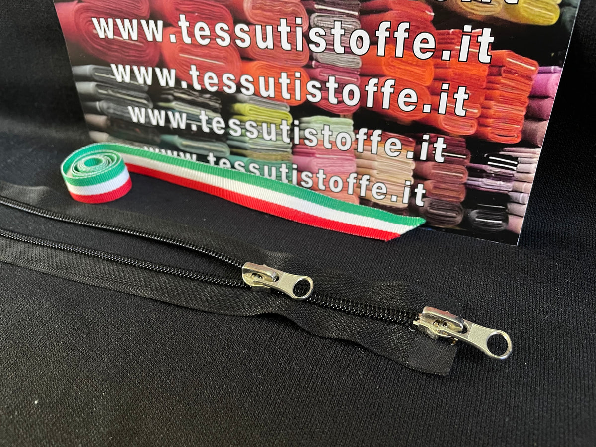 Cerniera a Spirale Divisibile Doppio Cursore 53 Cm Nero – TessutiStoffe